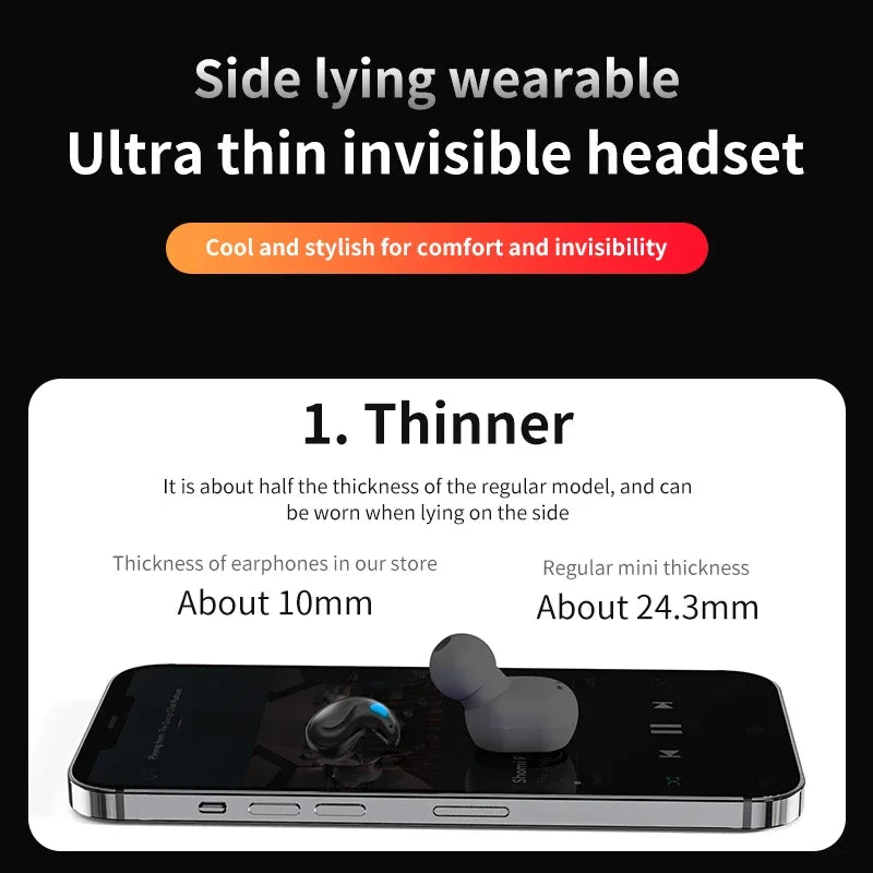 NEW X55 Invisible Sleep Wireless Earphone IPX5 Waterproof Headphones Mini Sport Game Bluetooth Stereo HIFI Music Headset Earbuds